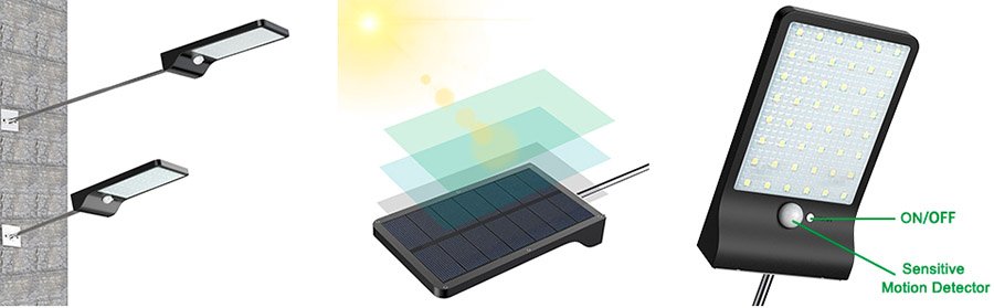 Outdoor Solar Motion Wall Light 48 LED Beads